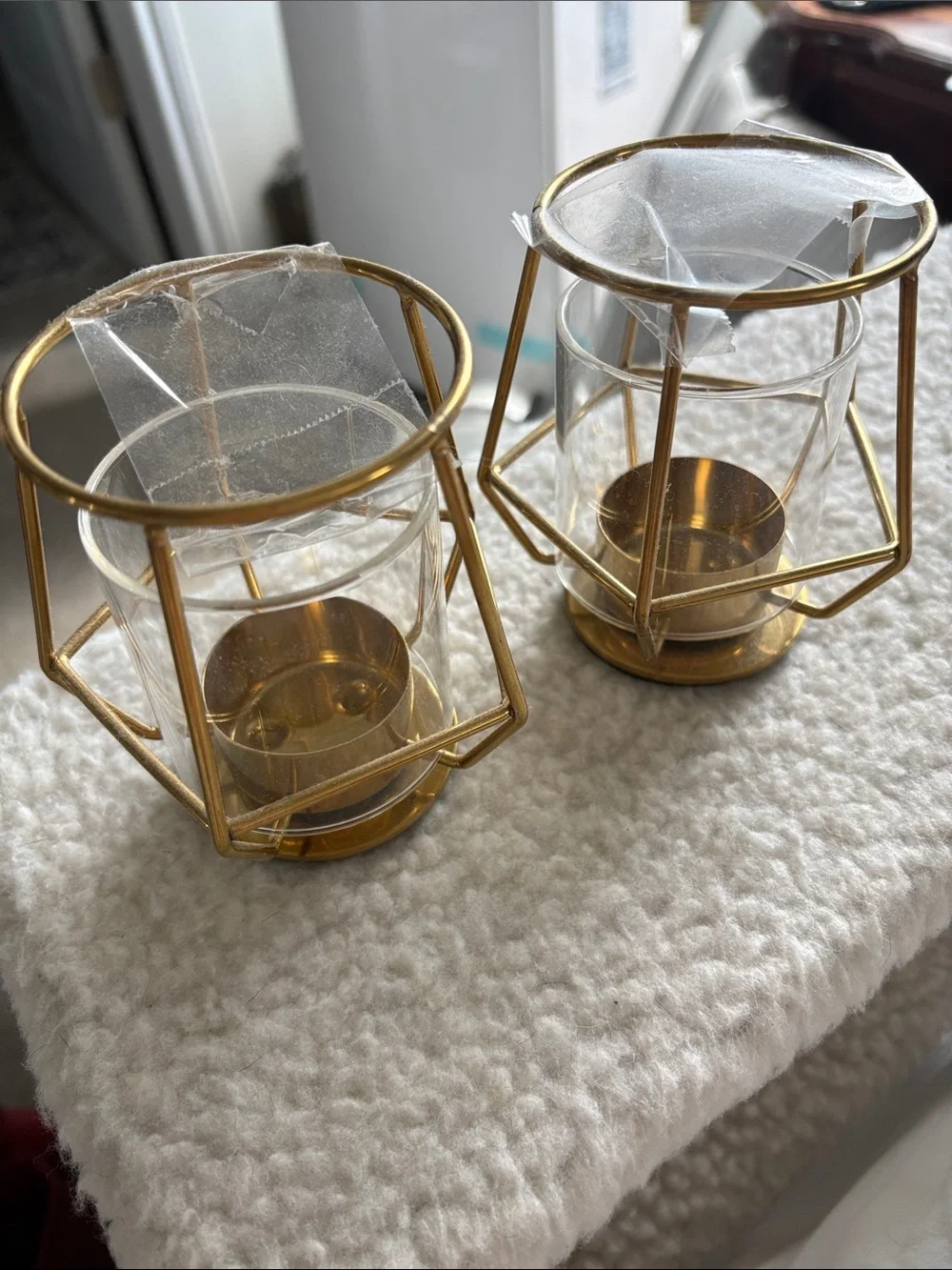 IKEA Gold Metal & Glass Votive Candle Holders - Set of 2